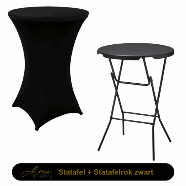 1 x Statafel Zwart + 1 x rok Zwart