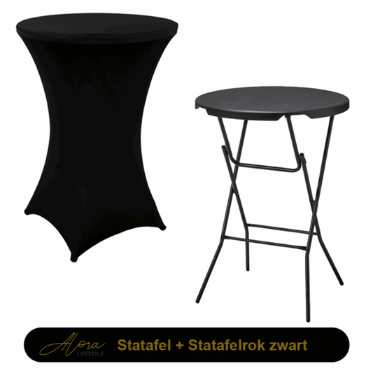 1 x Statafel Zwart + 1 x rok Zwart