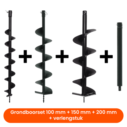 Kibani Grondborenset 100 mm + 150 mm + 200 mm + verlengstuk