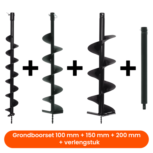 Kibani Grondborenset 100 mm + 150 mm + 200 mm + verlengstuk