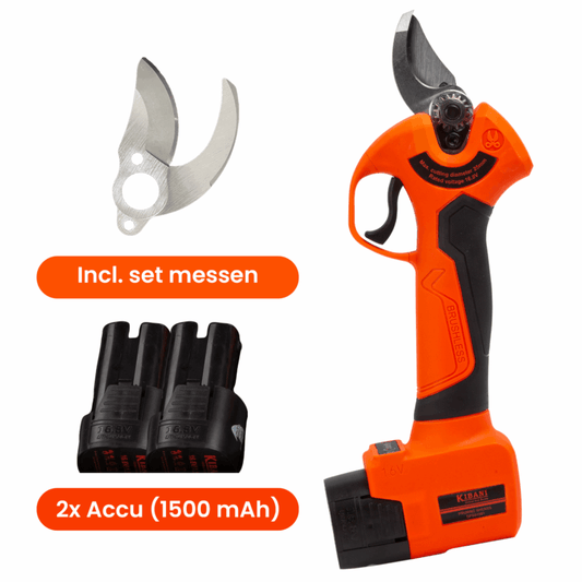 Kibani Accu Takkenschaar 16.8V incl. 2 accu's en extra set mesjes