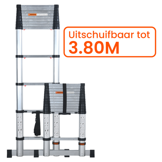Kibani Telescoopladder 3,80m Zilver