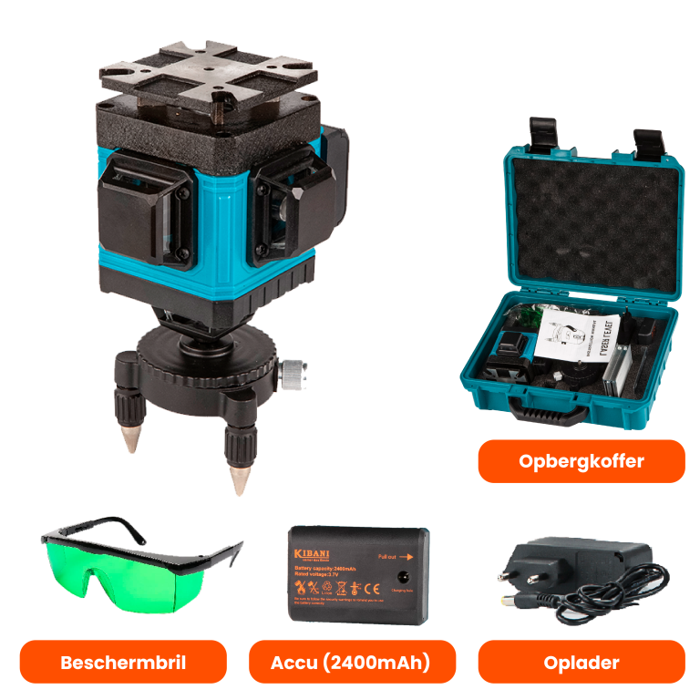 Cross line laser 16 lines incl. accessory case