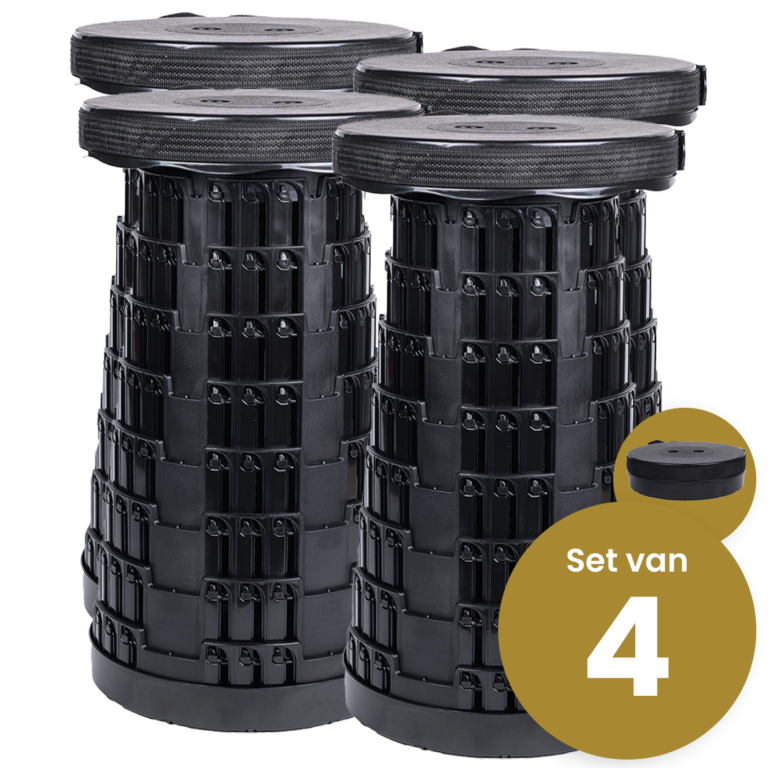 Alora Opvouwbare kruk extra strong zwart per 4