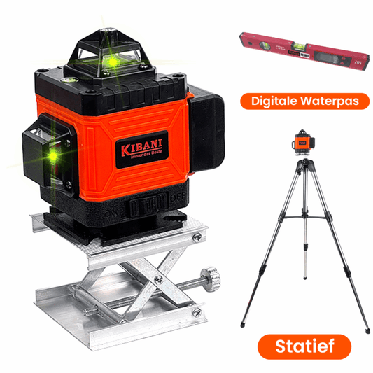 Kibani Kruislijnlaser 16 lijnen incl. statief en waterpas