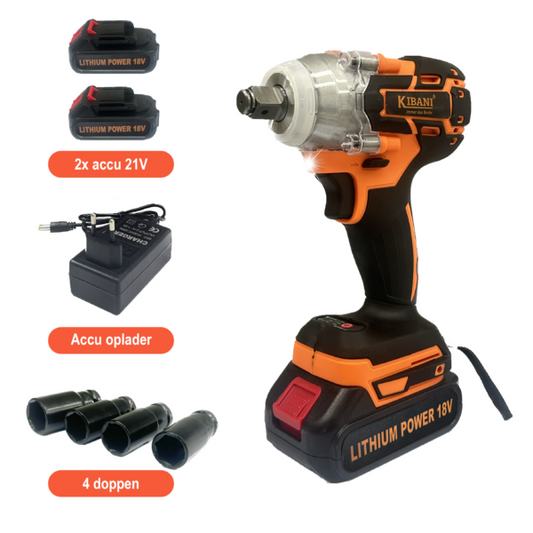 Kibani Accu Slagmoersleutel 18V - 2 accu