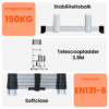 Kibani Telescoopladder 3,80m Zilver