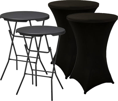 2x Standing Table Black + 2x Skirt Black