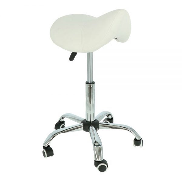 Saddle stool white/chrome