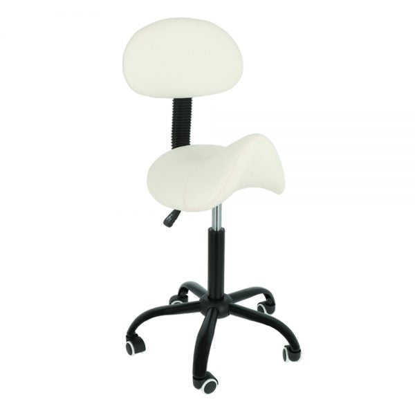 Saddle stool with backrest white