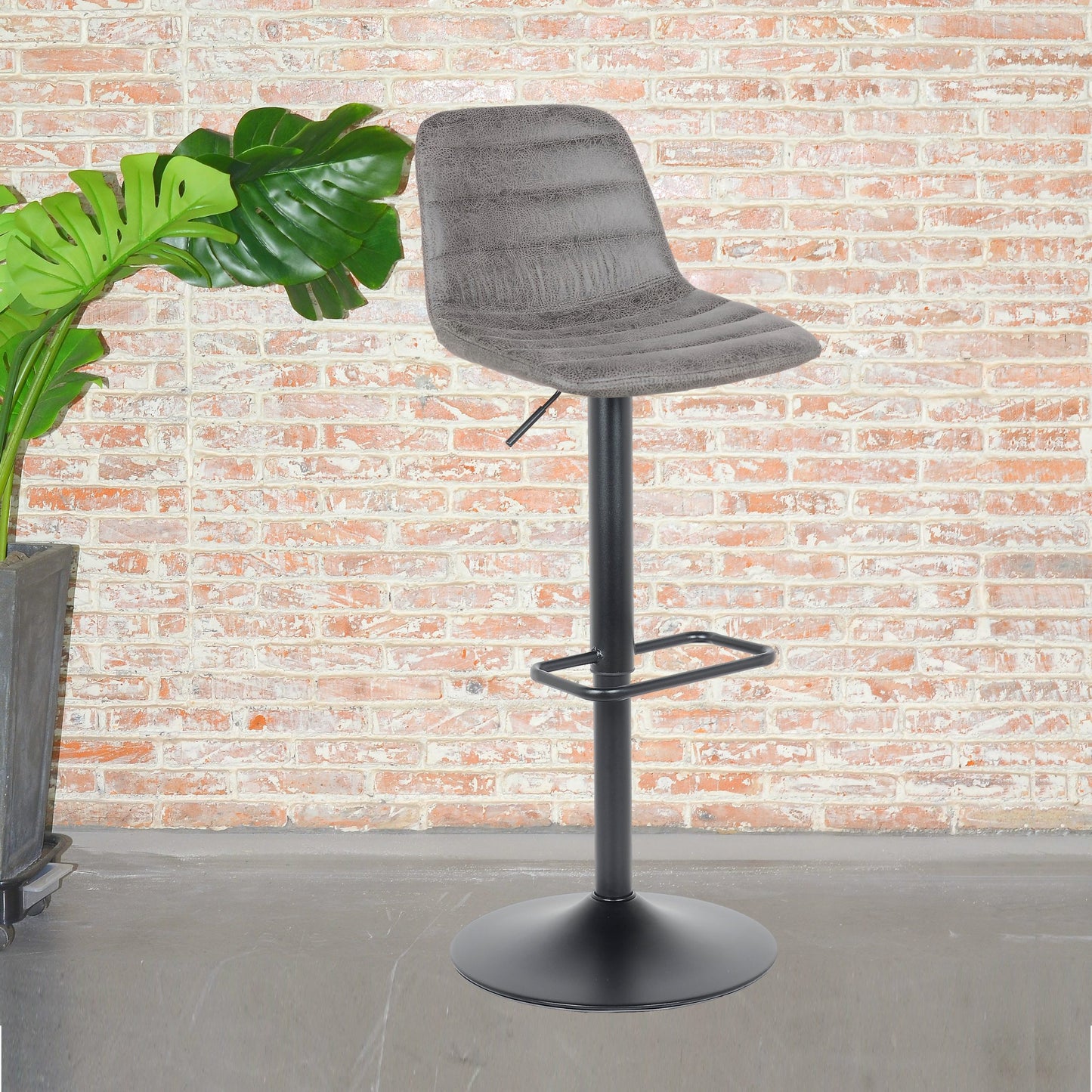 Bar stool Helsinki - dark gray - Leather