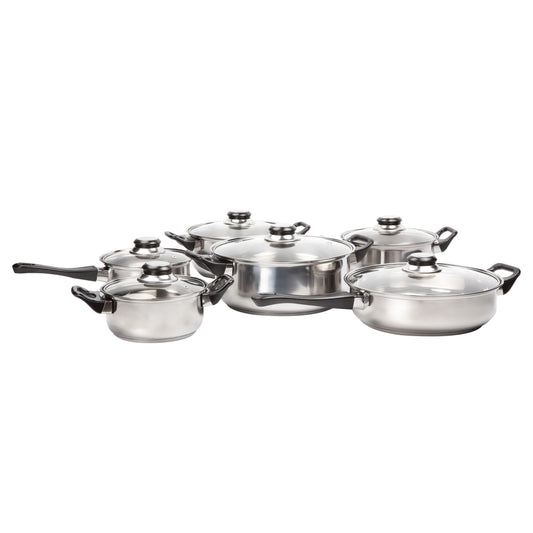 12-piece stainless steel pan set