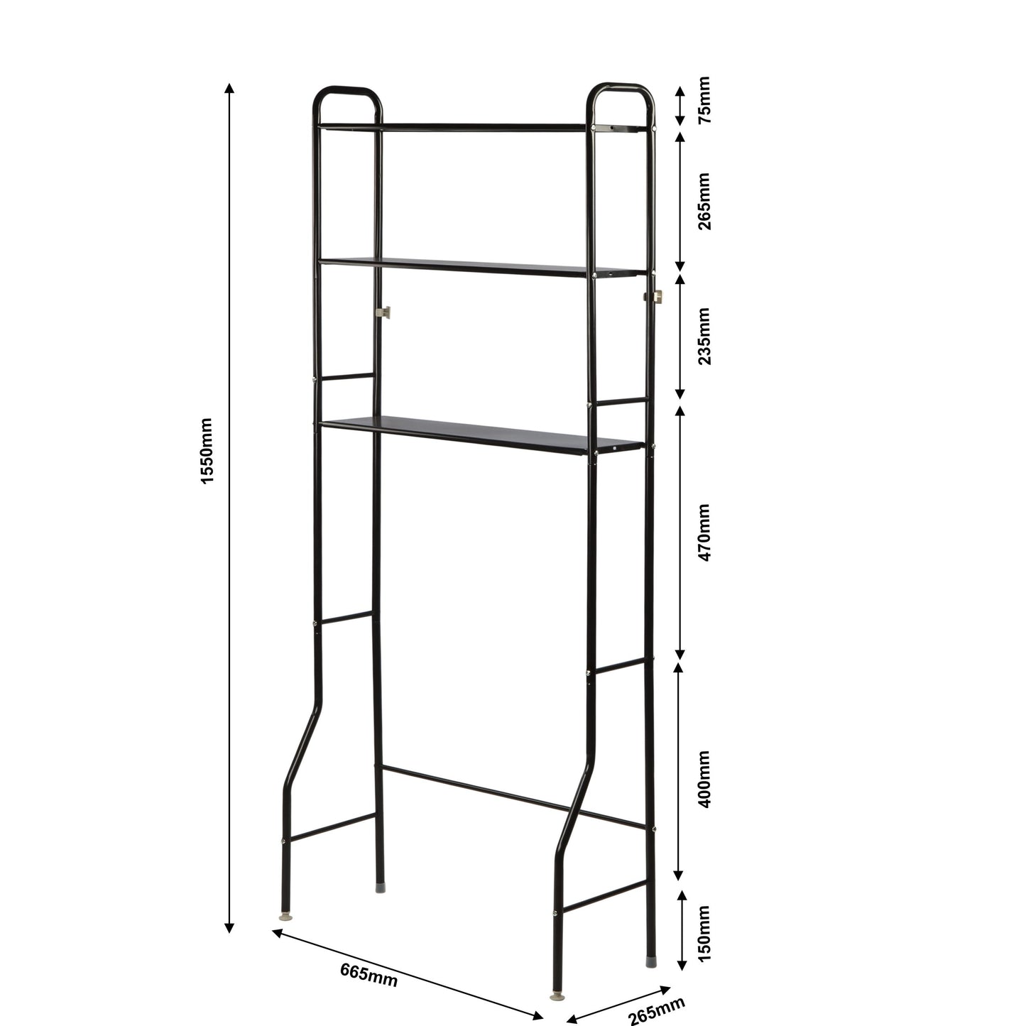 Washing machine storage rack black