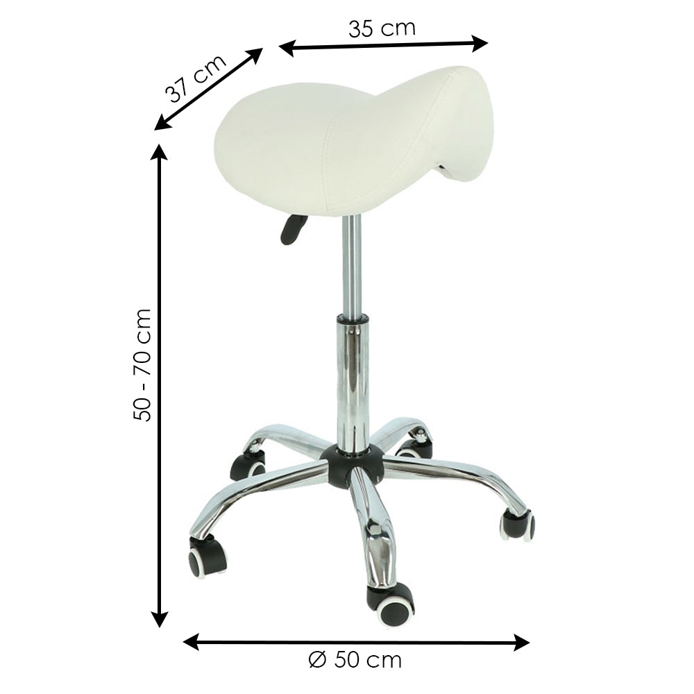 Saddle stool white/chrome