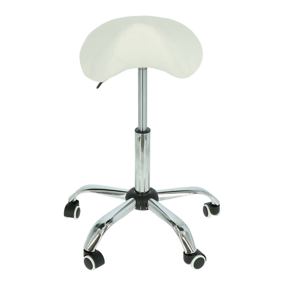 Saddle stool white/chrome