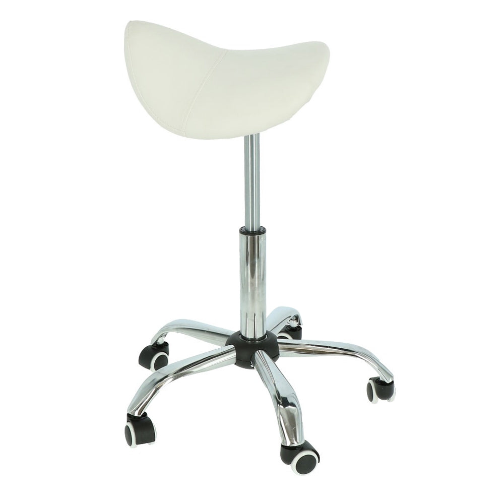 Saddle stool white/chrome