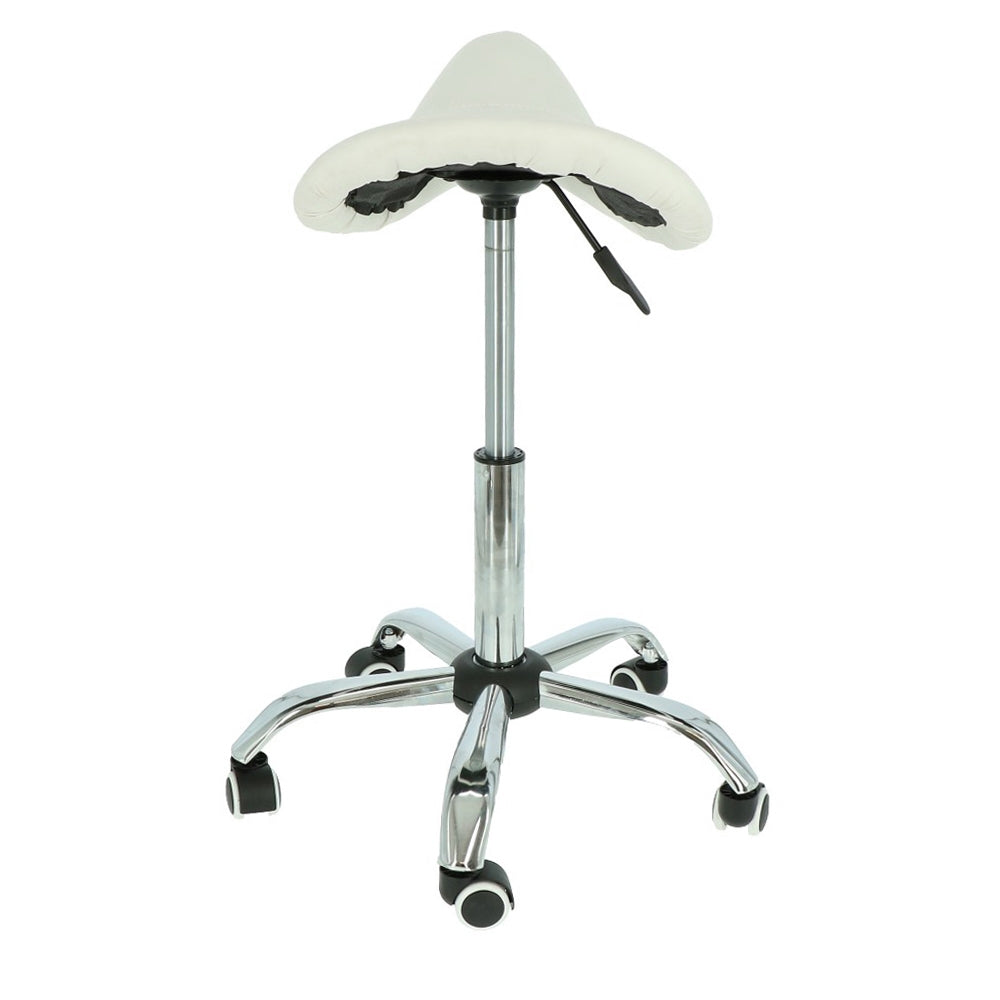 Saddle stool white/chrome