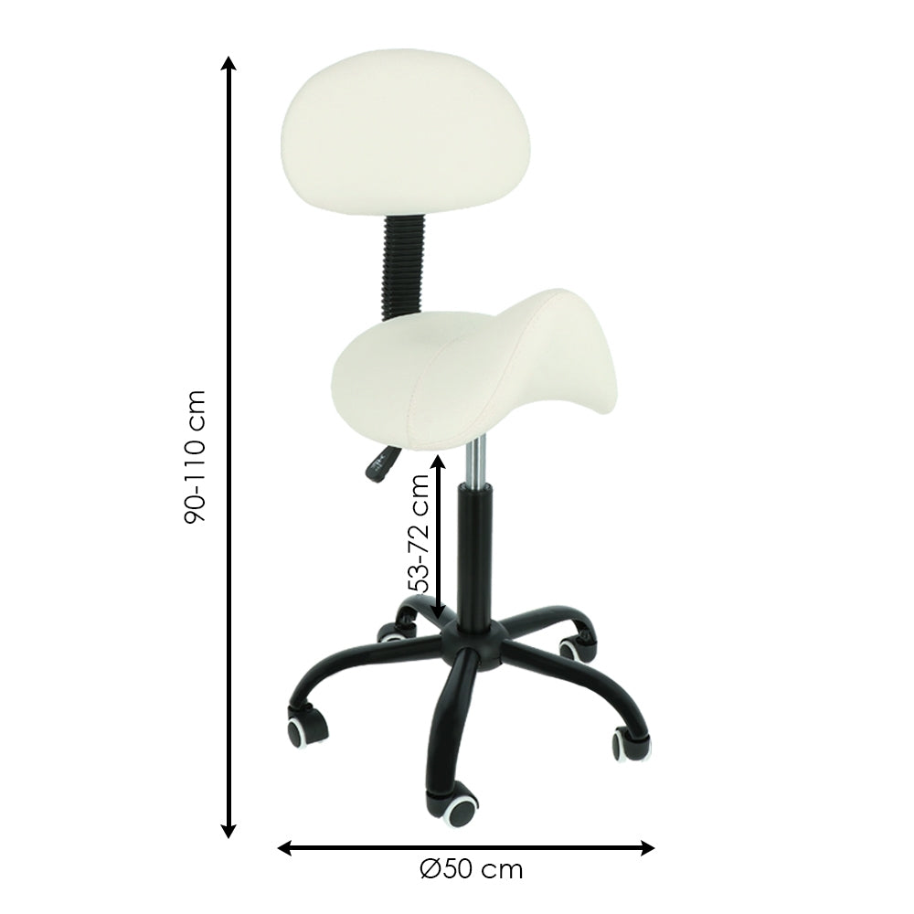 Saddle stool with backrest white