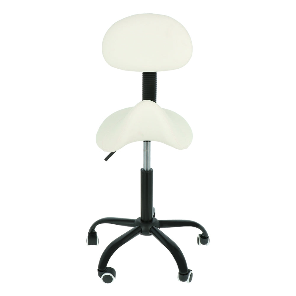 Saddle stool with backrest white