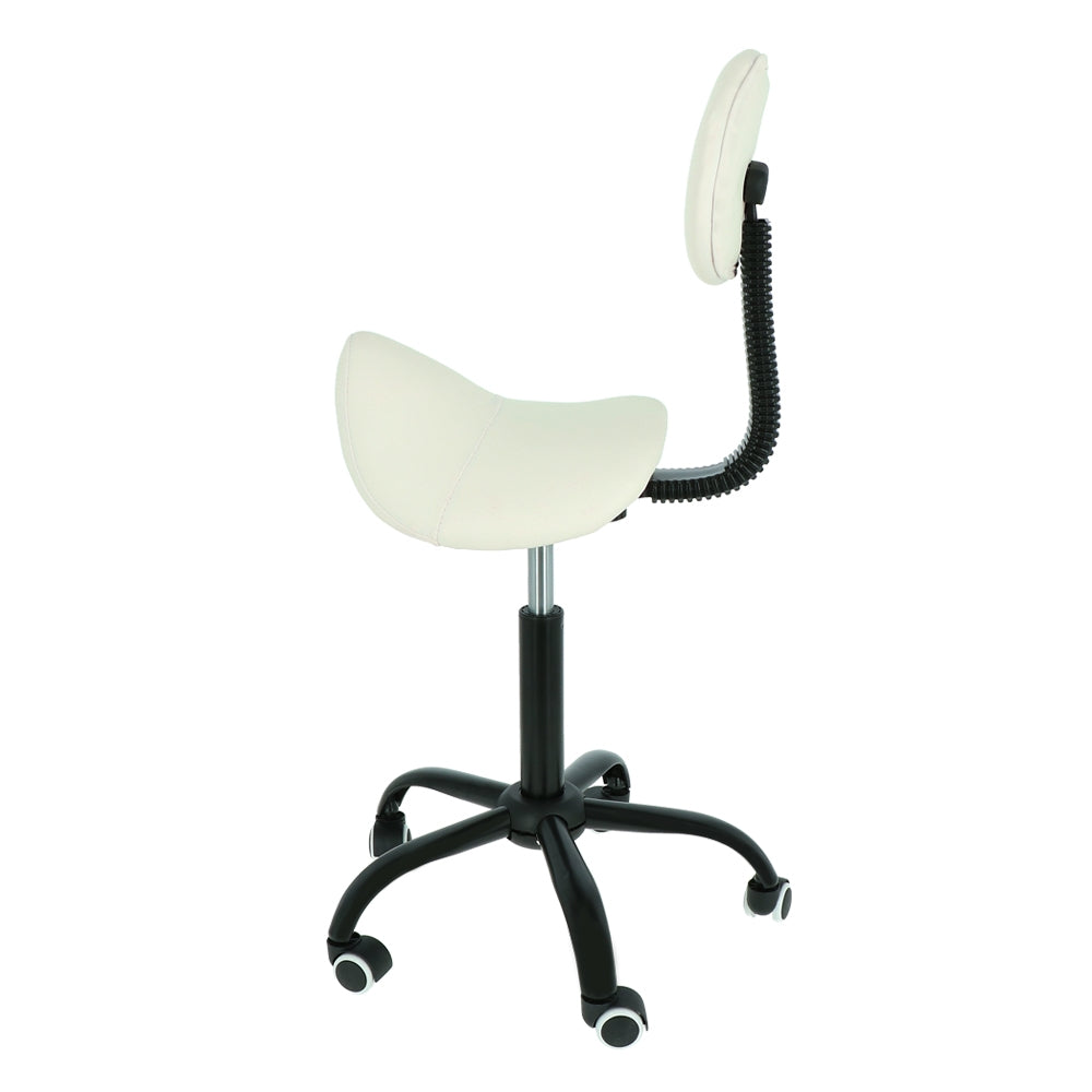 Saddle stool with backrest white