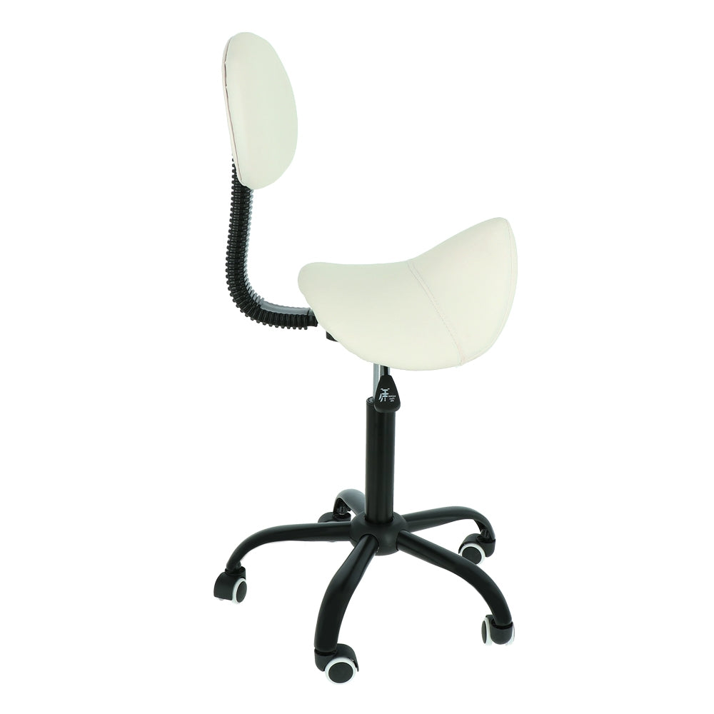 Saddle stool with backrest white