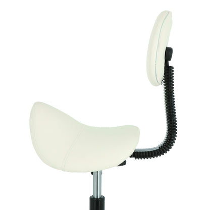 Saddle stool with backrest white