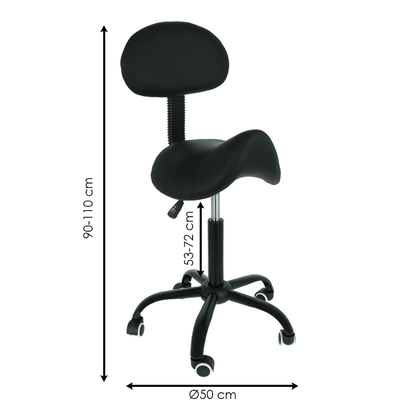 Saddle stool black + backrest